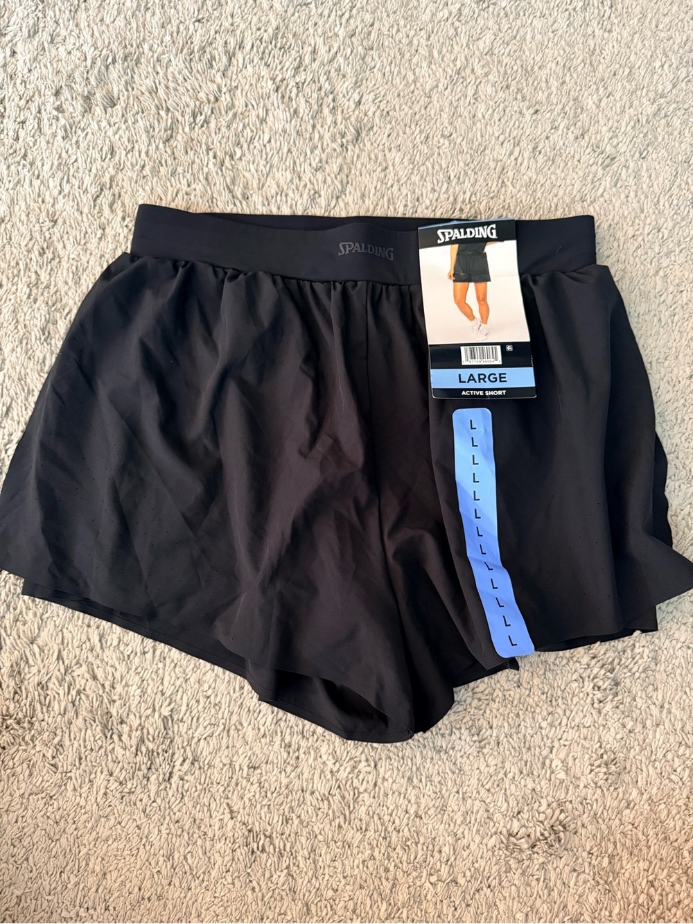 NWT Spalding Black Active shorts activewear running gym exercise beach daily szL - Picture 3 of 10